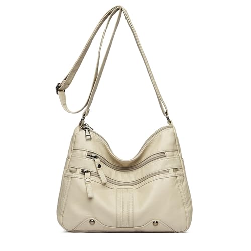 Bolsas transversais femininas com vários bolsos, bolsas femininas, Bege, Bolsa tiracolo clássica de grande capacidade da Mom's