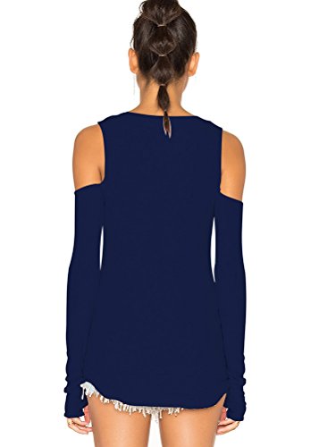 Image of Mippo Cold Shoulder Tops for Women Long Sleeve Workout Tops | Loose Fit, Off the Shoulder Top, Thumb Holes, Lightweight, Yoga and Casual, Easy to Care