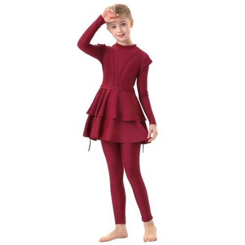 Image of ODIZLI Kids Girls' Rash Guard Sets Islamic Hijab Swimwear Muslim Modest Long Sleeves Shorts Pants Beachwear Hoodie Hat 2 PCS