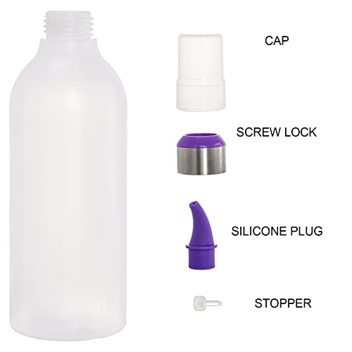 Botellas para salsas de 15 oz con puntas dosificadoras de colores Lawei, pack de 4 5
