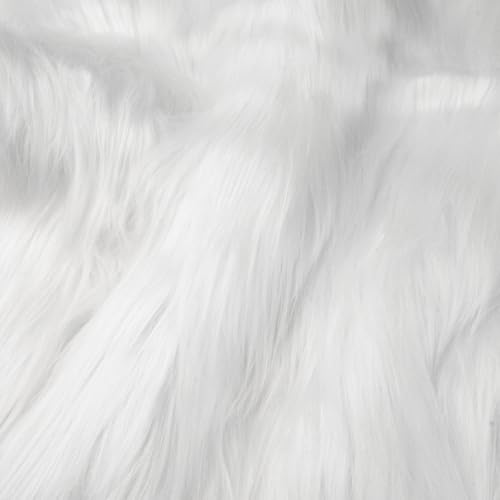 Qidkeo White Faux Fur Fabric For Crafts Squares Furry Fabric For Sewing, Costumes, Upholstery &Amp; Pillows Long Pile Faux Fur(White,10'X10')