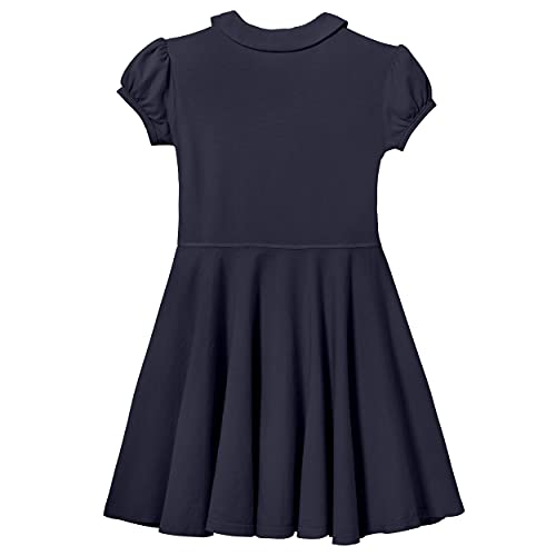 Image of City Threads Little Girls' Peter Pan Collar Cotton Polo Puff Tee Blouse Button Top Dress
