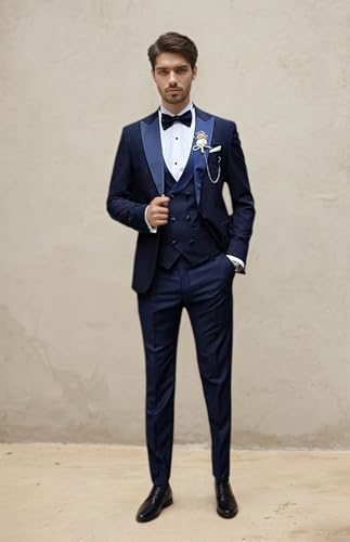 3 Piece Formal Suit for Men Slim Fit Dressy Business Blazer Mens Wedding Prom Suit Jacket Pants Vest Set2