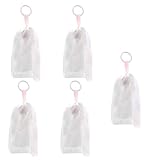 Foaming Net for Face Washing Mesh Soap Bag Cleanser Foamer 5Pcs Soft Skin-friendly Soap Net with Hanging Rope PE Cleanser Foamer Bubble Net for Bathroom