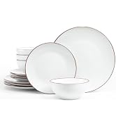 Famiware Cappuccino White Star Dinnerware Set, 12 Piece Chip-Resistant Kitchen Ware