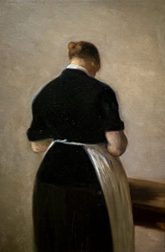 Tableau Vilhelm Hammershoi femme debout vue de dos, impression d'art mural salon et chambre 60x90