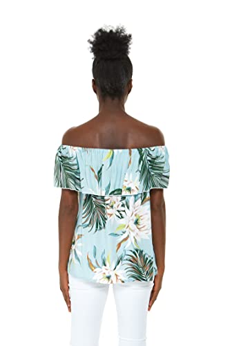 Image of Wispy Cereus Light Blue Family Matching Hawaiian Clothes | Family Matching Outfits • Soft Rayon Fabric • Tropical Floral Print • Vacation Ready • Luau Party Wear