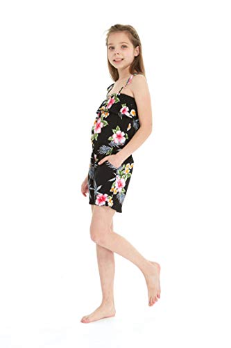 Image of Family Matching Hawaiian Clothes, Hibiscus Black | Black Hibiscus Print • Soft Rayon Fabric • Family Matching Outfits • Vacation Ready • Luau Party Wear