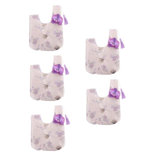 Sac dragonne Healvian en brocart de soie résistant avec motifs floraux cousus