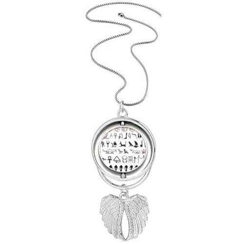 Collier ailes d'ange hiéroglyphes égyptiens : le cadeau idéal chargé de protection spirituelle