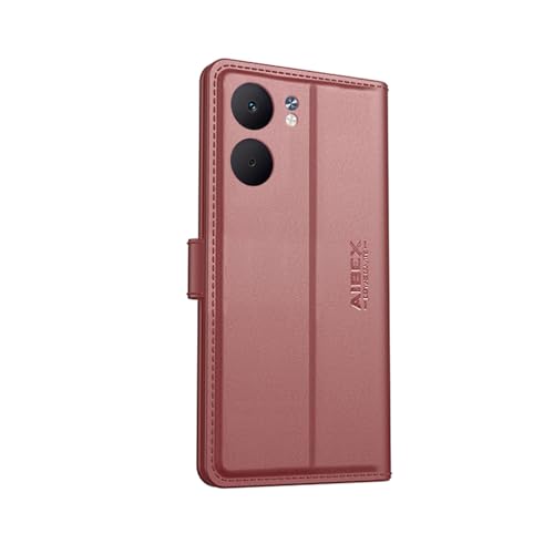Image of AIBEX Compatible for Oppo A5X 5G Flip Cover Leather Finish with Magnatic Closure | Inside TPU with Card Pockets | Wallet Stand | Complete Protection Flip Case -Brown