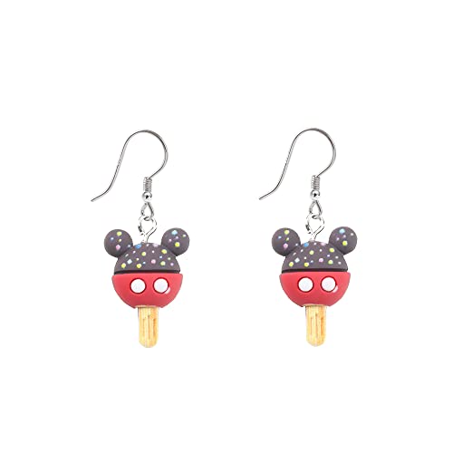 Mouse Ice Cream Dangle Earrings for Women Resin Sweet Chocolate Ice Cream Drop Hook Earrings Hoops Statement Studs Cute Christmas Ear Jewelry Gifts
