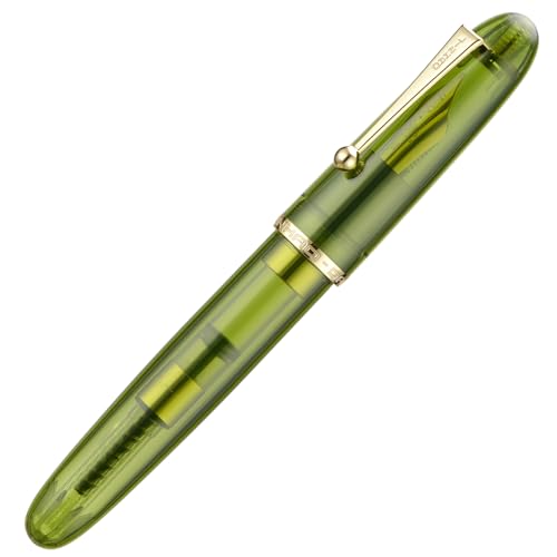 Image of Jinhao 9019 Dadao Series Cardiagram Nib Fountain Pen, 8 Medium Nib, Green Acrylic Gold Rim with Large Converter