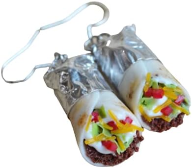 Handmade Burrito Earrings Mini Food, Polymer Clay Dangle Earrings