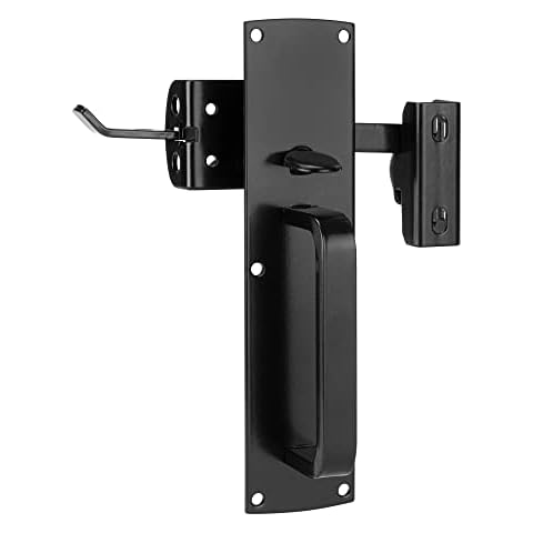 SANKINS Thumb Gate Latch Hardware for Wooden Fence Heavy Duty, Self Locking Fence Latch Kit with Handle, Door Latch Gate Lock kit for Wooden/Vinyl Fence, Outdoor Metal Gate, Black Finish Cover