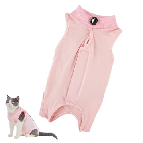 Katzenbody Nach Op,Katzen Body Für Katzen Operation,Body Katze Nach OP,Professioneller Genesungsanzug für katzen,Recovery Suit Anti-Leck E-Halsband Alternative für Bauchwunden Hautkrankheiten (Rosa,M)