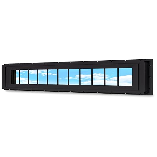Vinyl Transom Household Window, 12' x 72' Double Pane Fixed Window with Grids and Tempered Glass for House, Garage (Black)