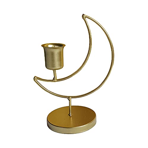 Taper Candle Holder Stand Candelabra Moon Shaped Candlestick for Desktop Decor Dinning Table Centerpiece, Gold