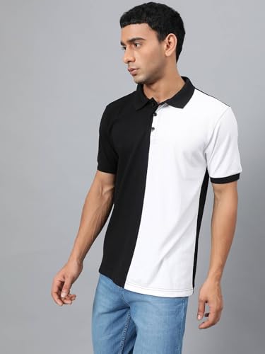 Image of KOTTY Men Solid Spread Collar Cotton Blend T-Shirt