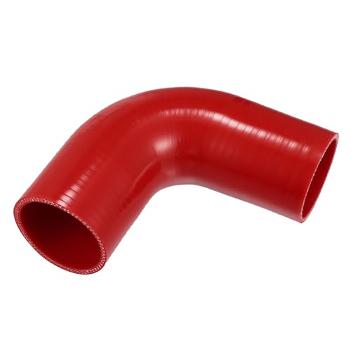 VekAuto 90 Degree Elbow Coupler Silicone Hose, 60mm 2.36" ID 125mm Length Intercooler Tube Universal for Car Engine Durable Silicone Red for Turbo Intake