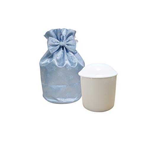 骨袋 骨壷セット 巾着 骨壷カバー 桜包 さくらつつみ リボン付き 3寸 白並 白 骨壺つき カバー 覆袋 ペット供養 ペットロス (ブルー)