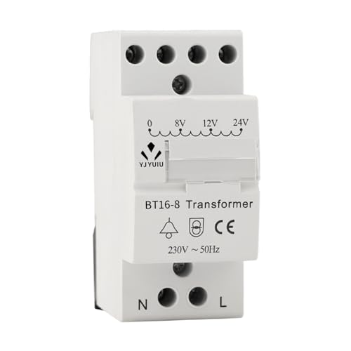 YJYUIU YJUBT16 Klingeltrafo Türklingel 8V 12V 24V - Transformator für Türklingel 8VA - geeignet für 35 mm