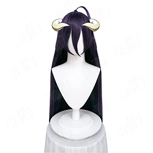 Overlord Albedo Cosplay Wig Anime OVERLORD Cosplay HSIU Black and purple long hair+Free wig Cap Halloween Wig Albedo Cosplay (Only wig)