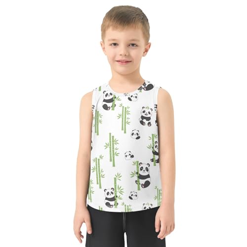 J JOYSAY Panda Leaves Green Boys Tank Top Sleeveless Muscle Shirts Quick Dry Workout Sport Active Kids T-Shirts 3-15T2