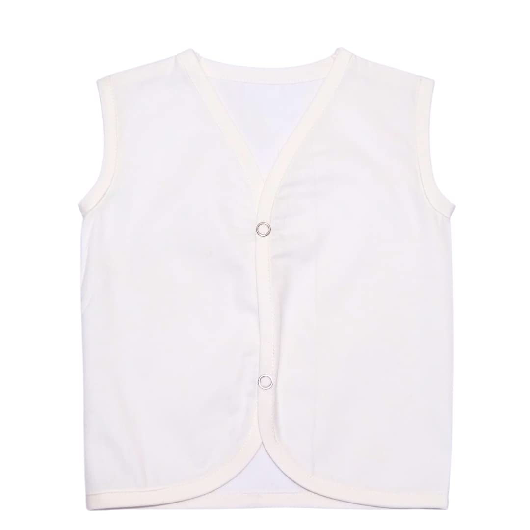 SHAKYAN Baby Boy's & Baby Girl's Pure Cotton Front Open Sleeveless Jhabla| Vest| Baby Shirt|T-Shirt with Snap Button (Set of 5) (Multicolor) (9-12 Months) 4