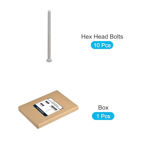 Image of METALLIXITY Hex Head Bolts (1 /4-20 x 4-1 /2 inch) 10Pcs, 304 Stainless Steel 18-8, Fully Threaded, External Hex Drive, Plain Finish, Hex Head Screw Bolt, Silver
