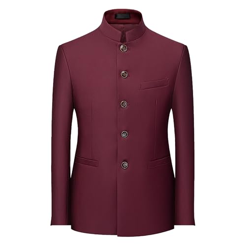 Men's Chinese Tunic Suit Stand Collar Business Sport Coats Slim Fit Button Blazer Jackets ，Mandarin Collar