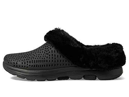 Skechers Skechers Women's Foamies GOwalk 5 Tonal Faux Fur Clog, Black, 7