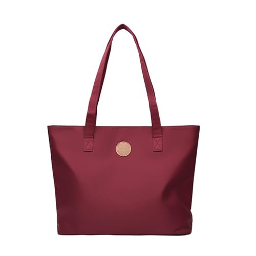 Bolso Oxford para mujer, bolso de mano de gran capacidad con cremallera y compartimentos de metal, espacioso, ligero, impermeable, rojo vino, 17*5.5*11 in Bolso Oxford para mujer, bolso de mano de gran capacidad con cremallera y compartimentos de metal, espacioso, ligero, impermeable, rojo vino, 17*5.5*11 in