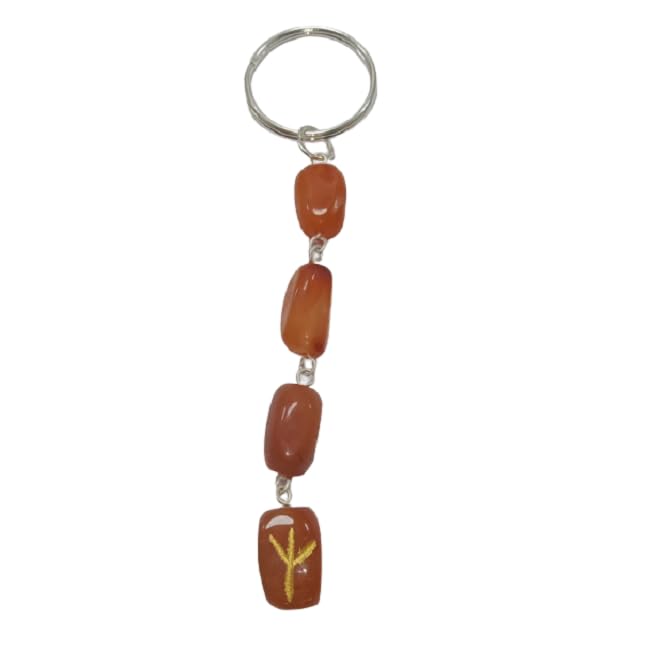 Red Carnelian Gemstone each stone ALGIZ (“AL-geez”) specialty Fengshui Keychain for men and women key chain