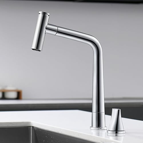 Robinet de cuisine chromé avec douchette extractible 2 jets - 4
