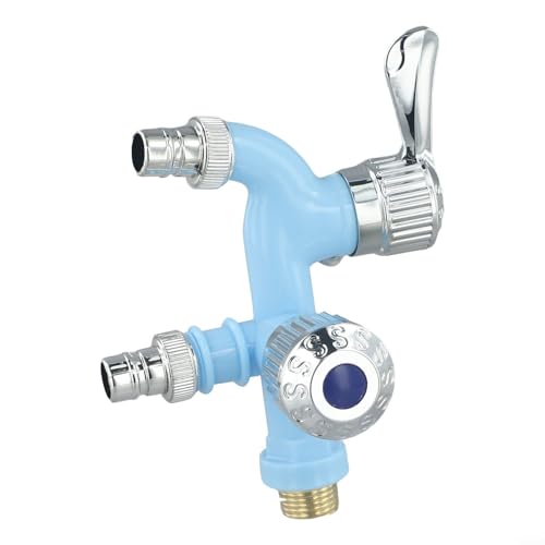 Bulevisiter Splitter d'acqua a doppia bocca per lavatrice e uso domestico, rubinetto a 2 vie in plastica con ingresso e uscite, compatibile con mocio per piscina, balcone, giardino, impianto idraulico