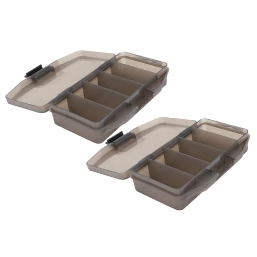 FOYTOKI 2Pcs Fishing Tackle Storage Box Light Brown Plastic Kit with Five Compartments for Organizing and Accessories for Freshwater and Saltwater Fishing