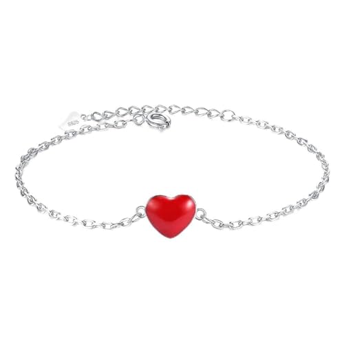 Bracelet de cheville rouge amour chaîne de pied femme pendentif coeur charme