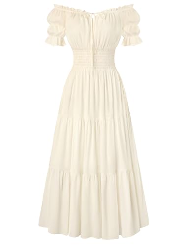 Robe de pirate à épaules dénudées avec taille smockée et coupe trapèze
