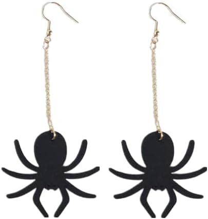 Fun Halloween Earrings for Women Black Spider Dangle Earrings Suede Statement Spooky Earrings Bats Skulls Holiday Scary Decorations Party Jewelry Unique Gifts - Image 2