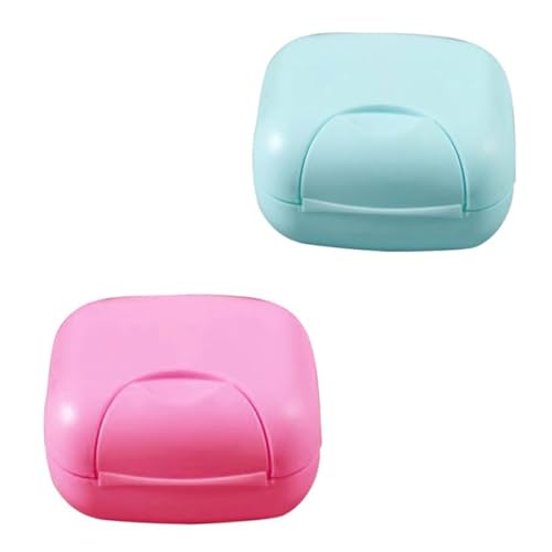 IUDWCG 2 Porte-savons de voyage carres etanches, porte-savons solides pour douche de voyage, bleu et rose, en plastique PP de haute qualite