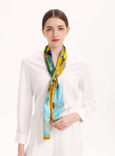 MEISEE 100% Mulberry Silk Scarf for Women 59”*6.3” Long Headscarf Neck Scarf Hair Wraps and Shawls with Gift Packed4