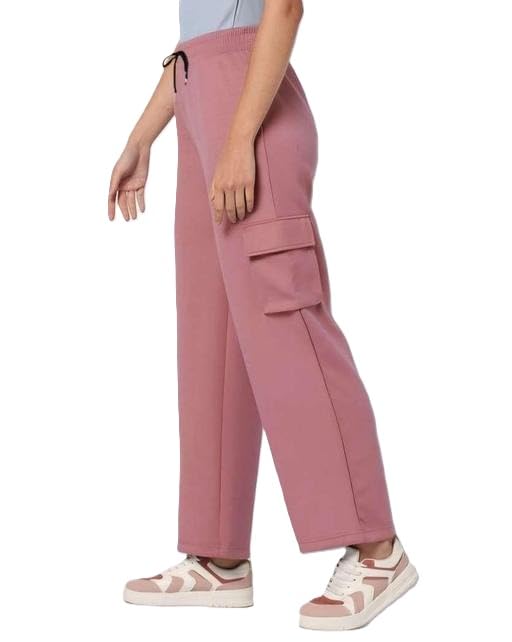 Solid Cotton Blend Womens Cargo Trousers Relaxed Fit Adjustable Waist Tapered Casual Bottom-picture-39