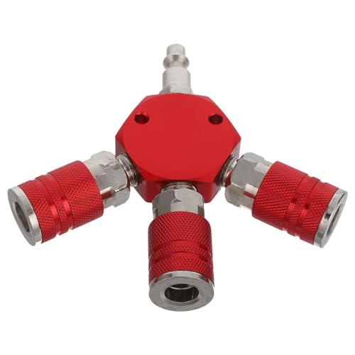 Conector rápido rojo Gatuida divisor de manguera de aire de vías para manifold de compresor 2