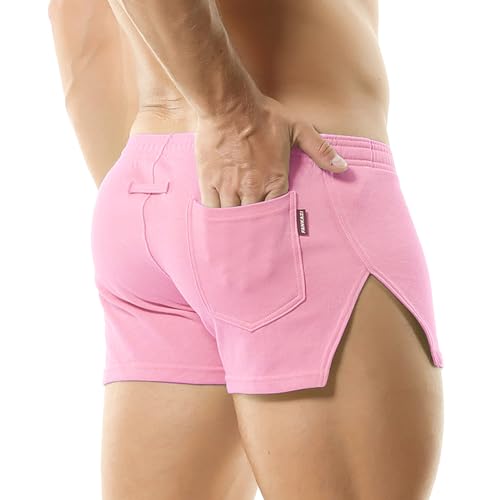 Mens 3 Inch Inseam Shorts Gym Running Sweat Shorts with Back Pockets