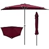 NEWBULIG 9FT Half Patio Umbrella with Easy Crank, UV Protection, 5 Ribs Outdoor Half Umbrellas with Fade Resistant Fabric for Balcony/Apartments/Backyard/Garden/Deck, Red