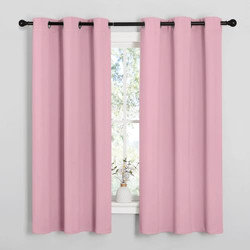 Image of NICETOWN Window Curtain Panels, Thermal Insulated Solid Grommet Blackout Draperies /Drapes for Basement (Crystal Pink, 1 Pair, 34 by 54-inch)