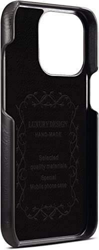 Funda de piel genuina iPhone 14 Pro negra retro resistente a impactos 4