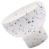 Ipetboom Keramik Dessertschale mit Fuß Lebensmittelecht Kleine Eisschale für Eiscreme Joghurt Obstsalat Stabile Schüssel Angesagtem Blau für Dessert Pudding Snacks