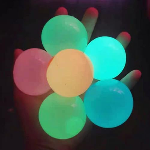 Nimedala Klebebälle, klebrige Deckenbälle, im Dunkeln leuchtende, die an der Decke haften, klebrige Bälle (4Pcs)